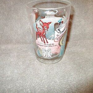 Vtg Disney World Magic Kingdom Drinking Glass Atomic Starburst Tinkerbell Bambi